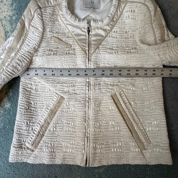 IRO Womens Felicity Jacket Ivory Size 8 ASO Kendall Jenner Silk Rocker Moto Edgy - Picture 16 of 16
